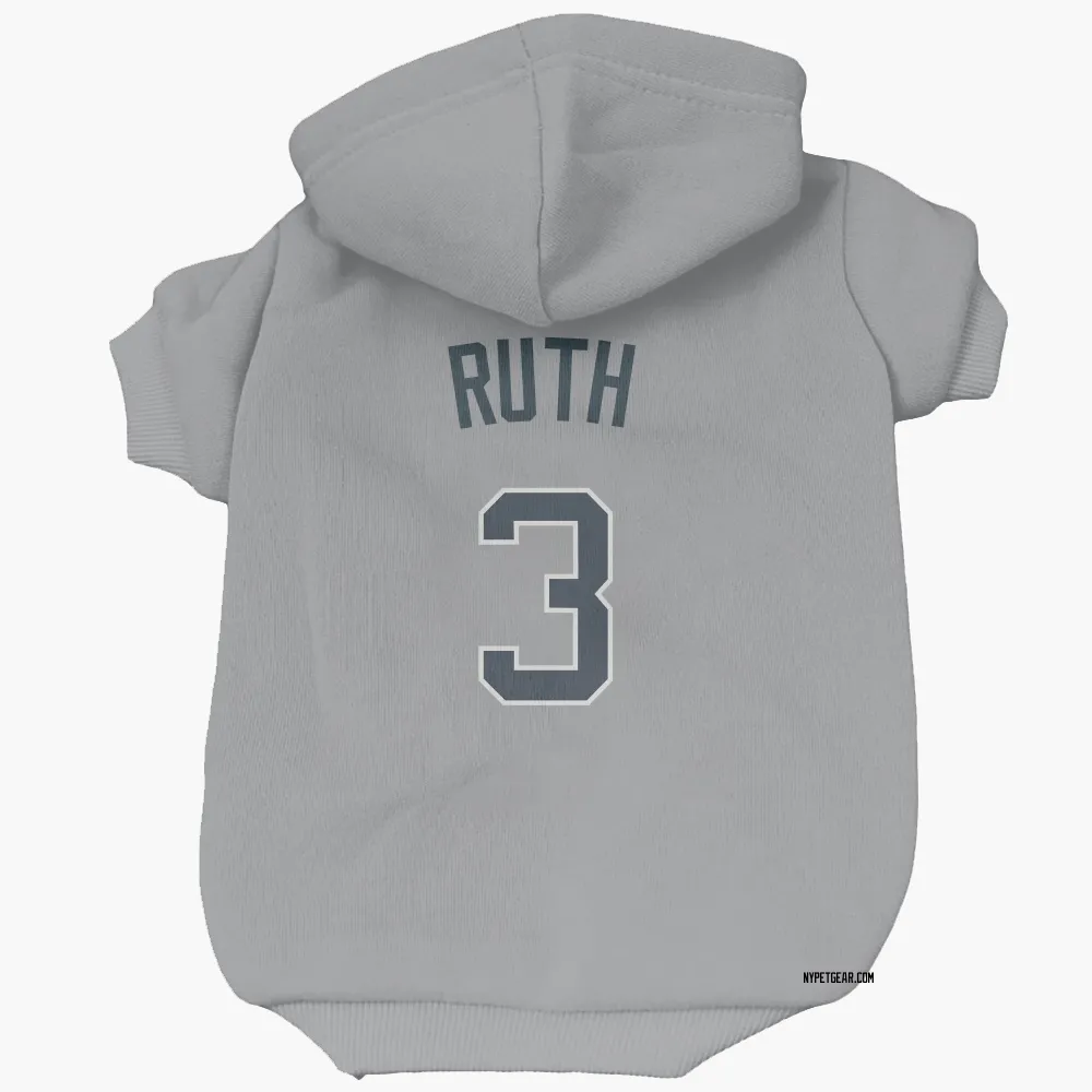 New York Yankees Babe Ruth Gray Pet Hoodie for Dog & Cat