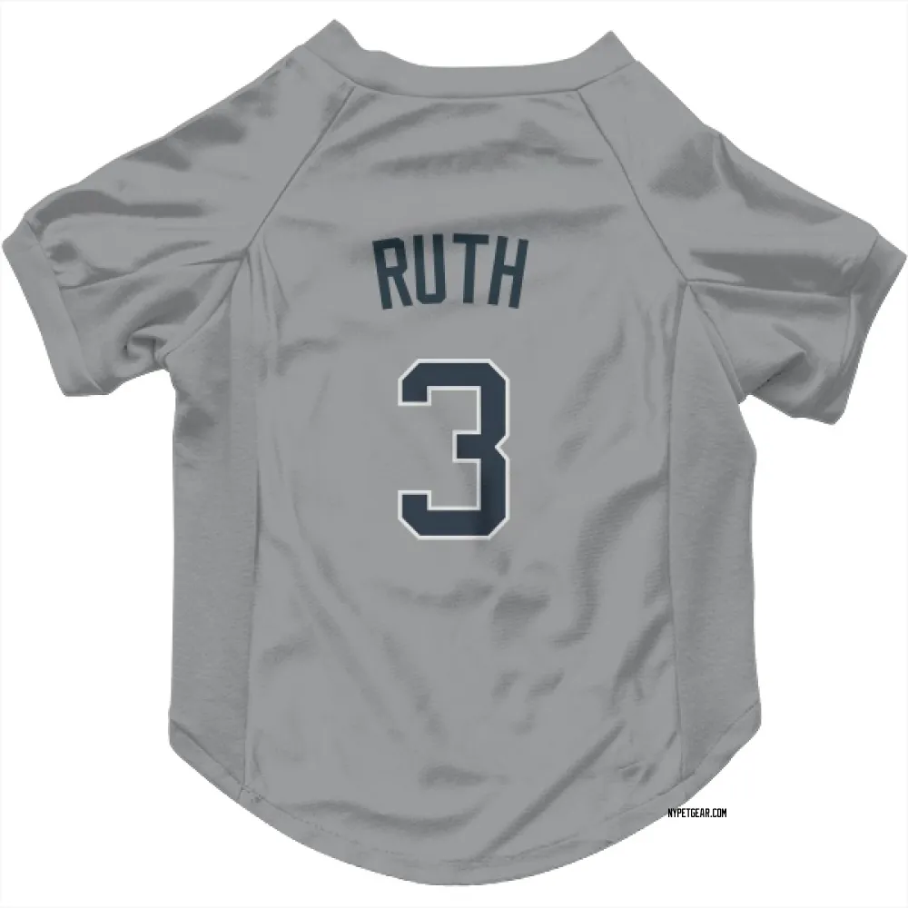 New York Yankees Babe Ruth Gray Pet Jersey for Dog & Cat