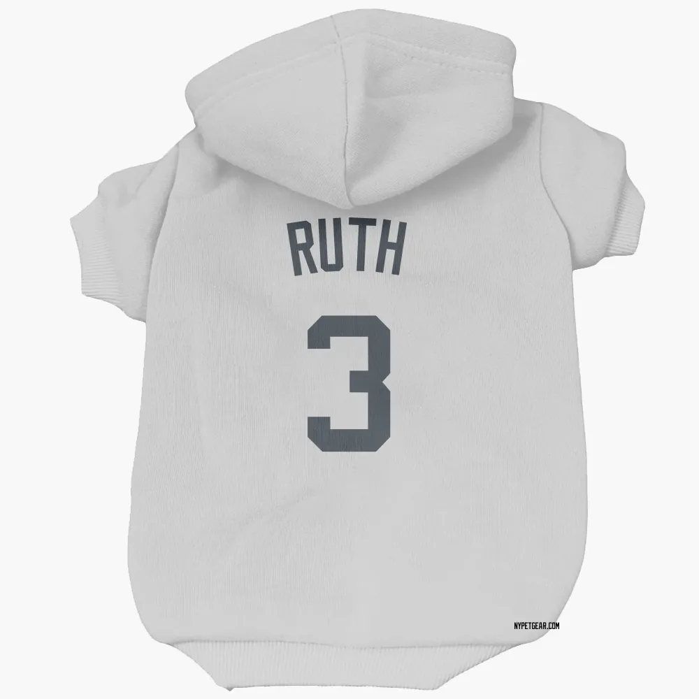 New York Yankees Babe Ruth White Pet Hoodie for Dog & Cat