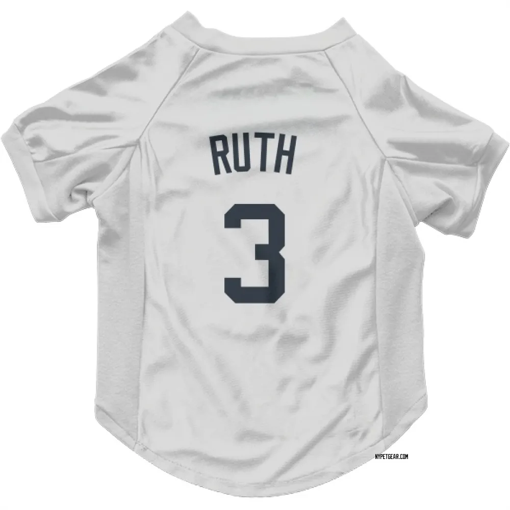 New York Yankees Babe Ruth White Pet Jersey for Dog & Cat