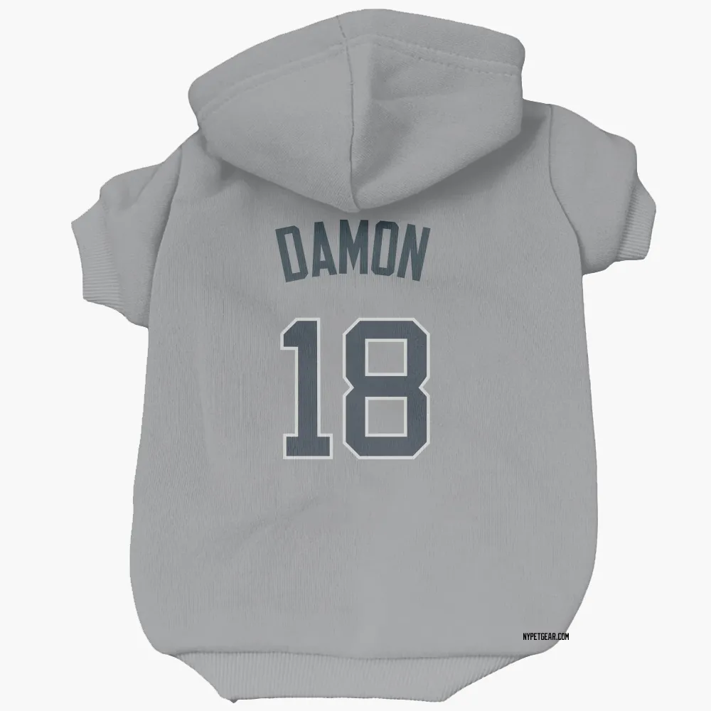 New York Yankees Johnny Damon Gray Pet Hoodie for Dog & Cat